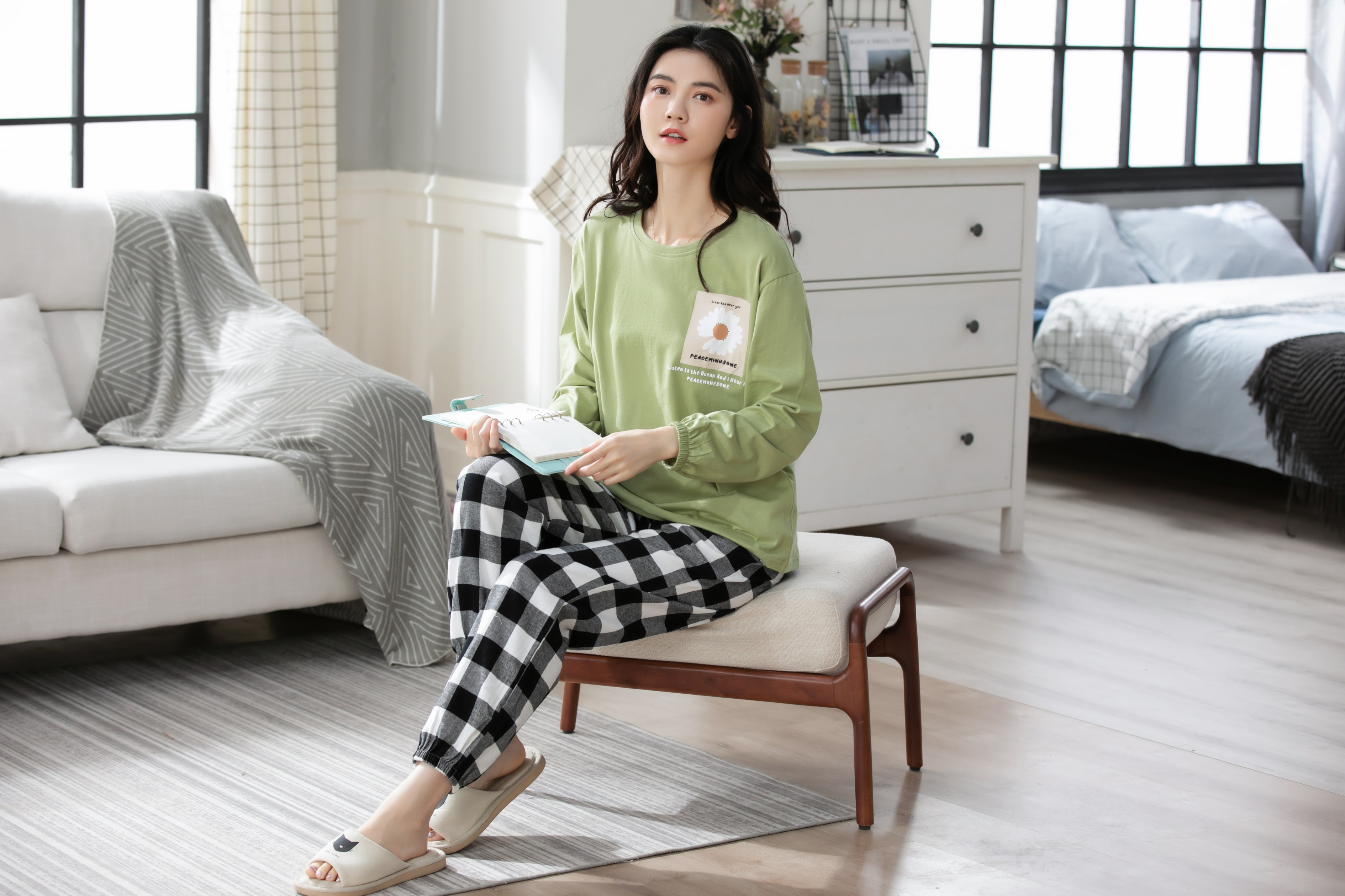 Đồ nữ mặc nhà thu đông cotton 8648