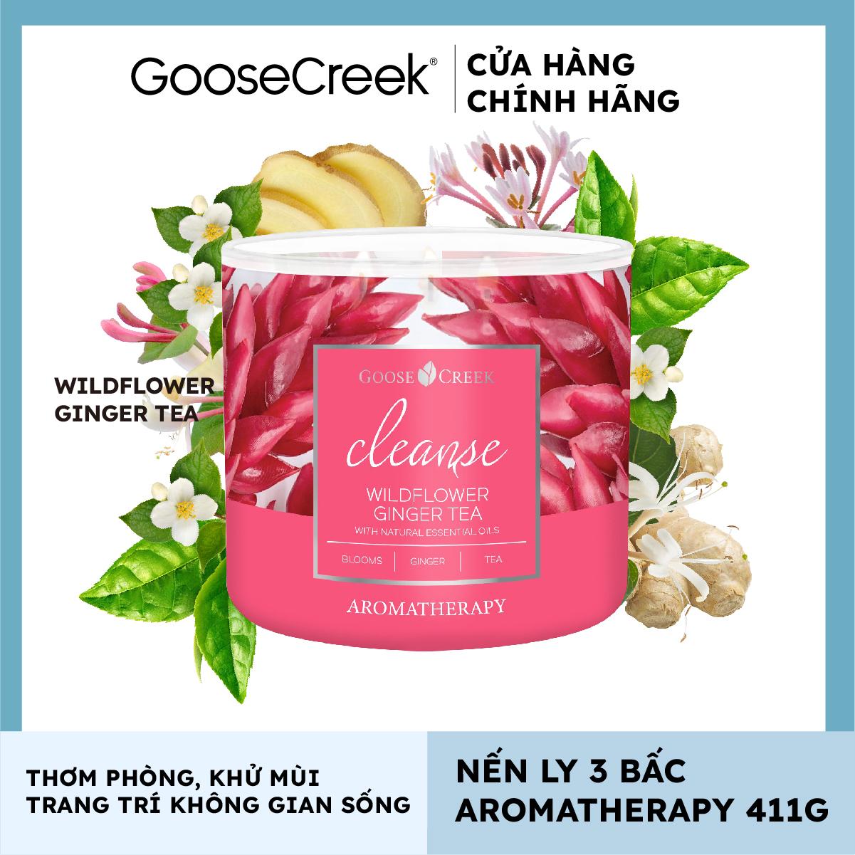 Nến ly 3 bấc Aromatherapy Goose Creek - Wildflower Ginger Tea