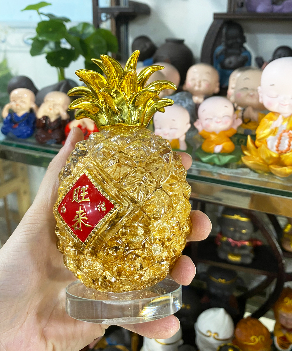 Túi vàng phong thủy hình trái thơm - túi vàng lá Thần Tài may mắn