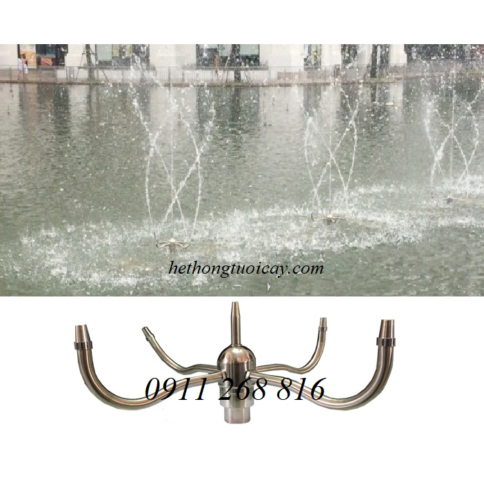Đầu phun nước múa xoay tròn tự động INOX phi 34mm
