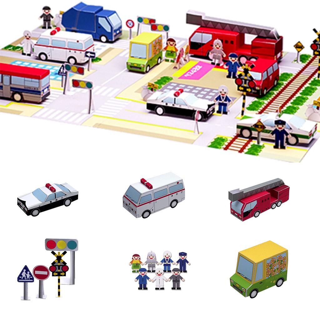 Mô hình giấy đồ chơi giao thông đường bộ Work Vehicles