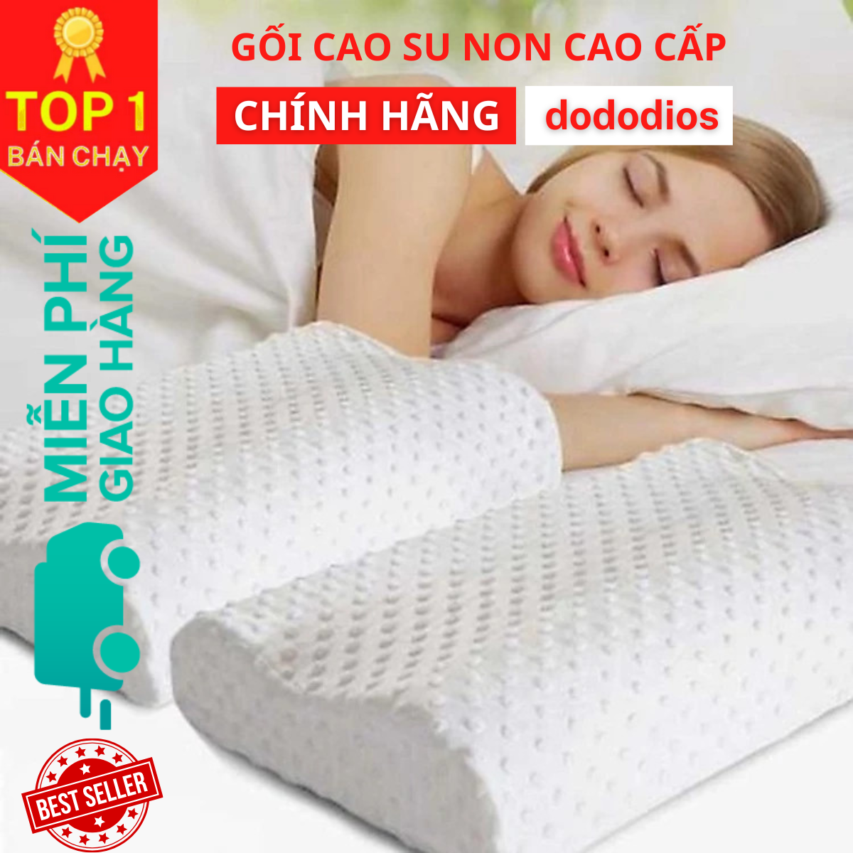 Gối Cao Su Lượn Sóng nâng đỡ, bảo vệ đốt sống cổ, Gối Memory Foam 50D Hình Cong HLW111, Gối Memory Foam 50D HLW114, siêu mềm, êm ái, thích hợp với mọi lứa tuổi - Hàng chính hãng dododios