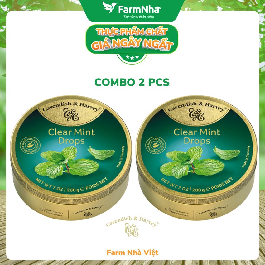 (Combo 2 hộp) Kẹo Cavendish &amp; Harvey vị CLEAR MINT 200gr - Hương vị tuyệt vời từ Đức