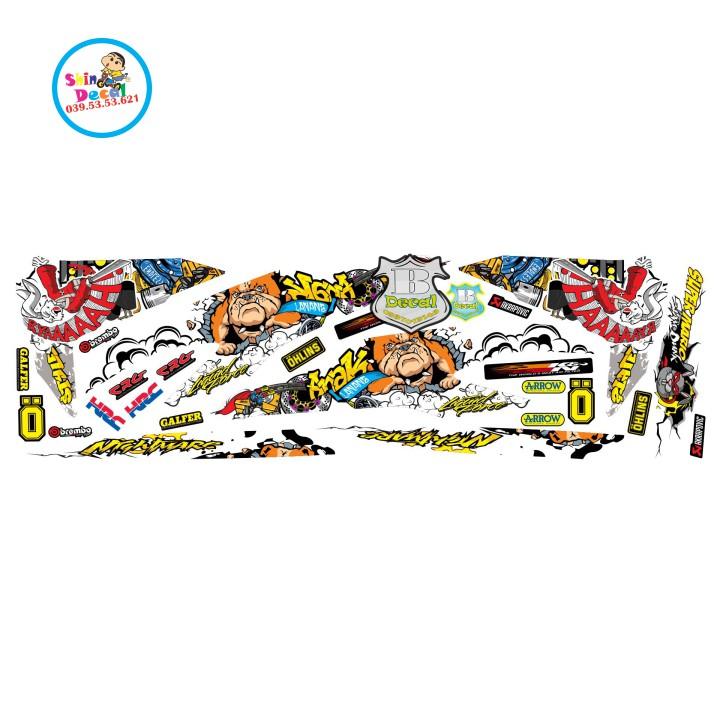 Tem rời vario 150 thỏ và chó dán xe trắng