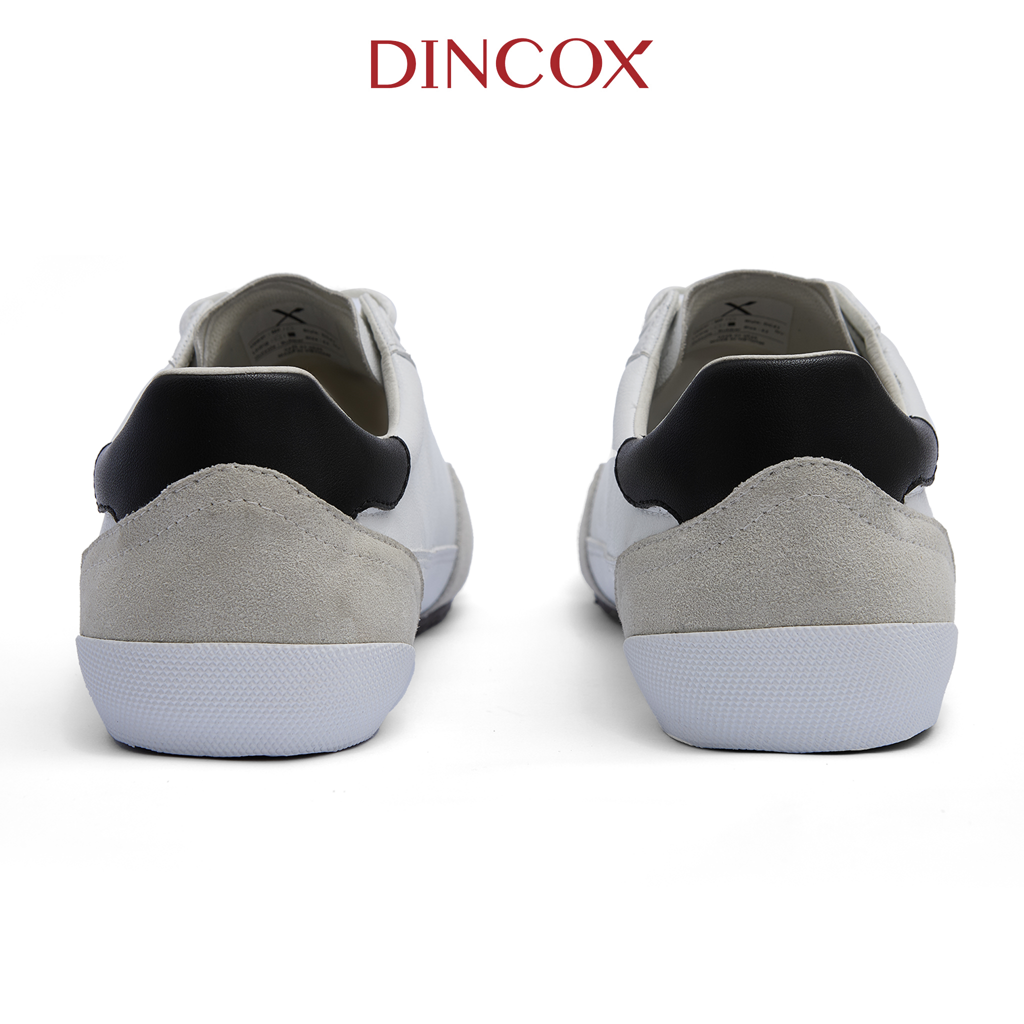 Giày Sneaker Nam Nữ Dincox DC47 WHITE/ BLACK Micro Suede Kết Hợp Da Shoes Đế Bằng, Bền Và Nhẹ Hơn