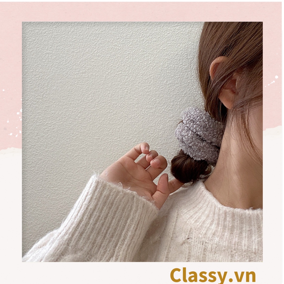 Dây cột tóc vải Scrunchies lông cừu bền chắc PK219