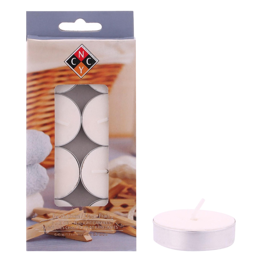 Hộp 8 Nến Tealight Thơm Cao Cấp Hương Fresh Linen Nycandle FtraMart Candle EDC-NYC08 (Trắng)