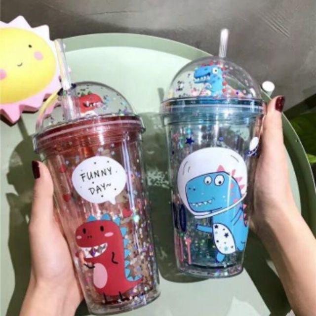 Ly khủng long phủ kim tuyến giữ nhiệt 3D
