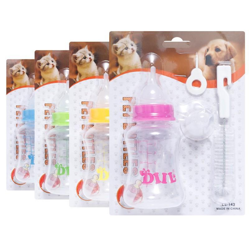 BỘ BÌNH SỮA CHO CHÓ MÈO PET THÚ CƯNG Loại 150ml Chất liệu nhựa an toàn Gồm 2 núm Kèm cây rửa tiện lợi Thương Hiệu DIIL