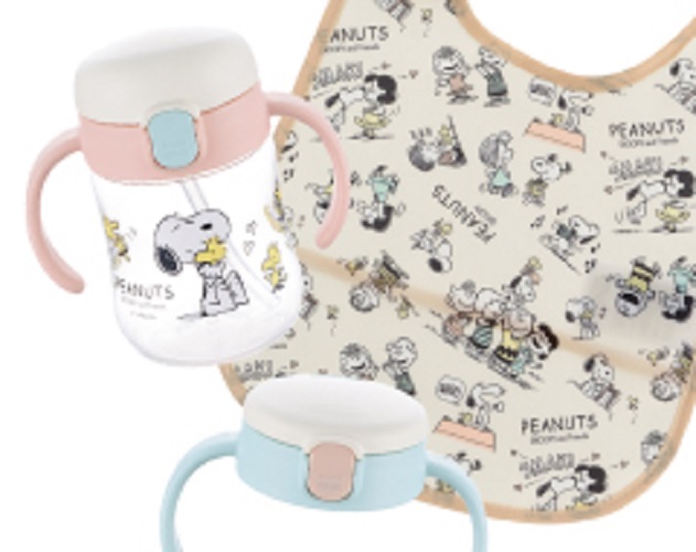 Bộ bình tập uống nâng cấp TLI kèm yếm phiên bản SNOOPY x Richell Nhật Bản | Baby