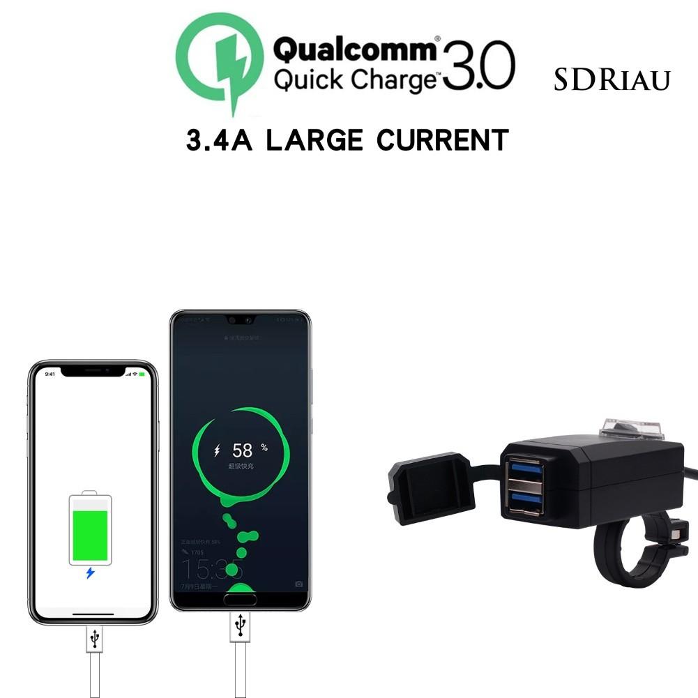 Đầu Sạc Usb Qc3.0 Qcdz 12-24v Cho Xe Mô Tô