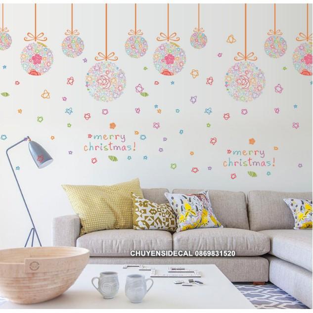 Decal trang trí tường Noel - Rèm Dây giáng sinh rối Loạn độc đáo