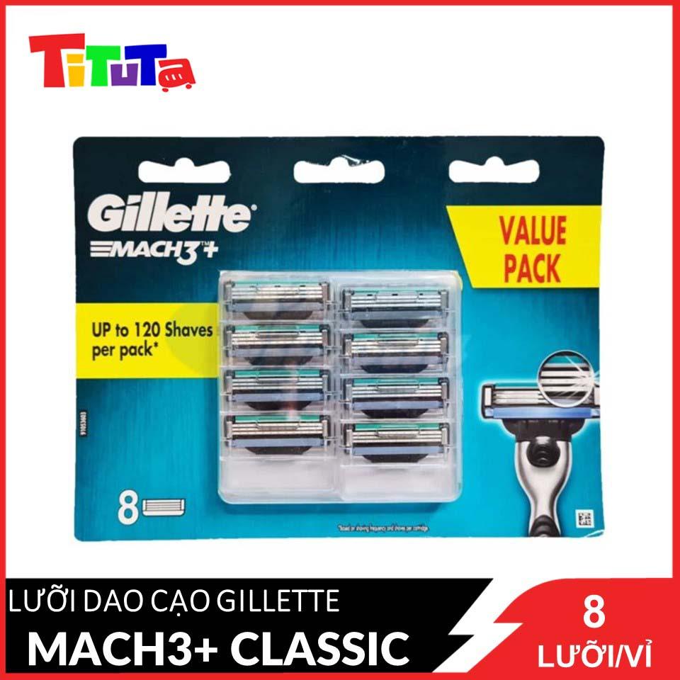Lưỡi cạo râu Gillette Mach3+ Classic Vỉ 8 lưỡi