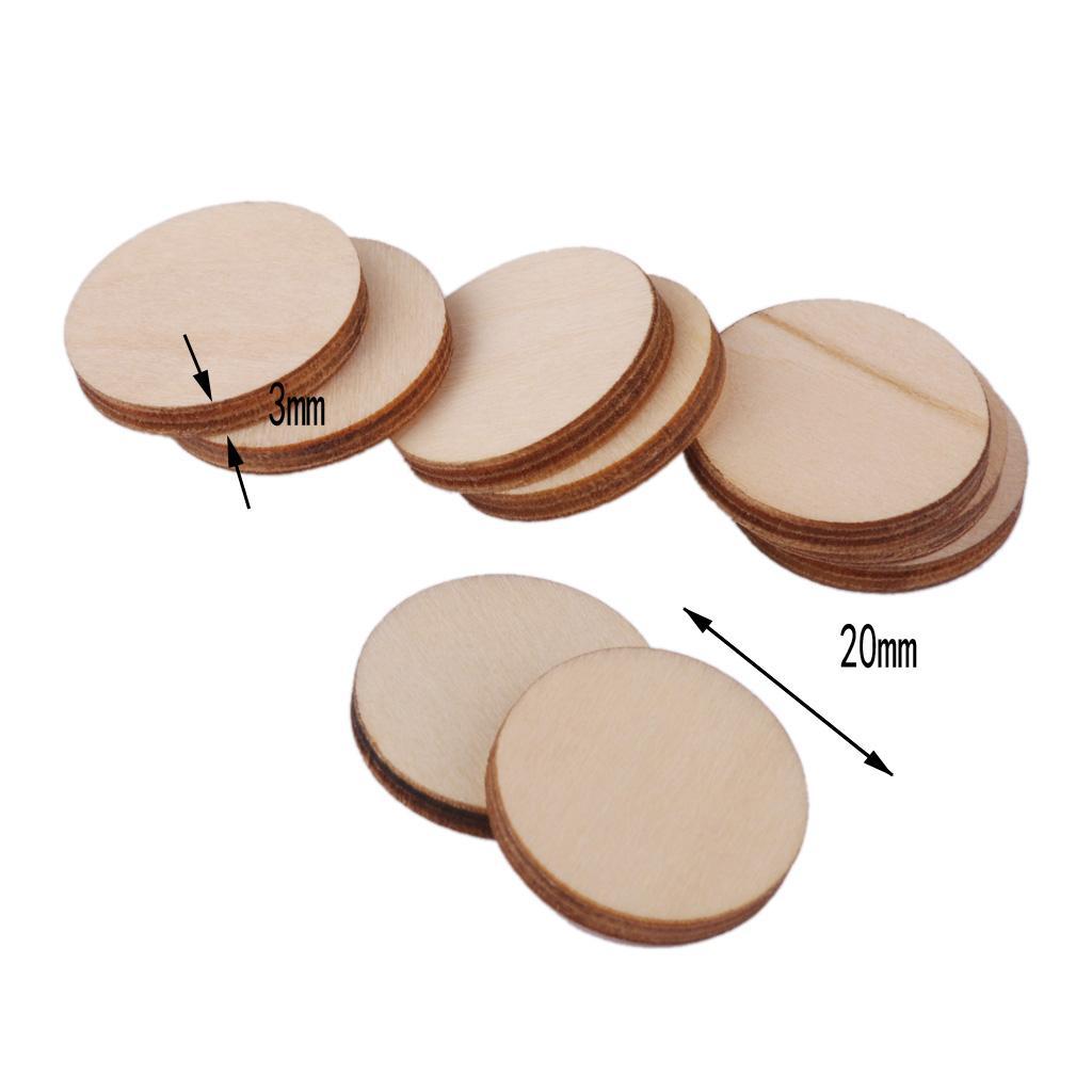40Pieces Unfinished Wooden Round Discs Blank Plain Cutouts Wood Slices Circle Embellishments Scrapbooking DIY Craft Decoration Cards