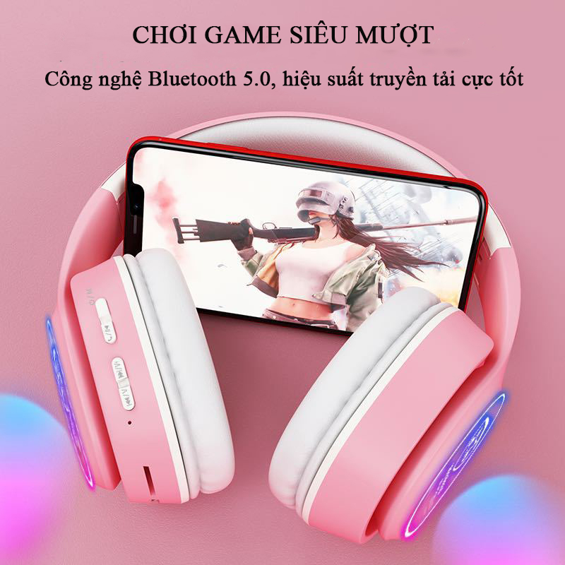 Tai Nghe Chụp Tai Bluetooth  HK6131 Công Nghệ Bluetooth Thiết Kế Độc Đáo, Hỗ Trợ Đèn Led Và Đài FM