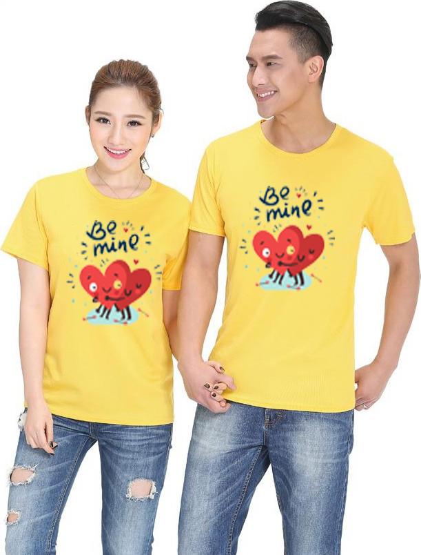 Bộ Áo Thun Đôi Nam Nữ Màu Vàng A349