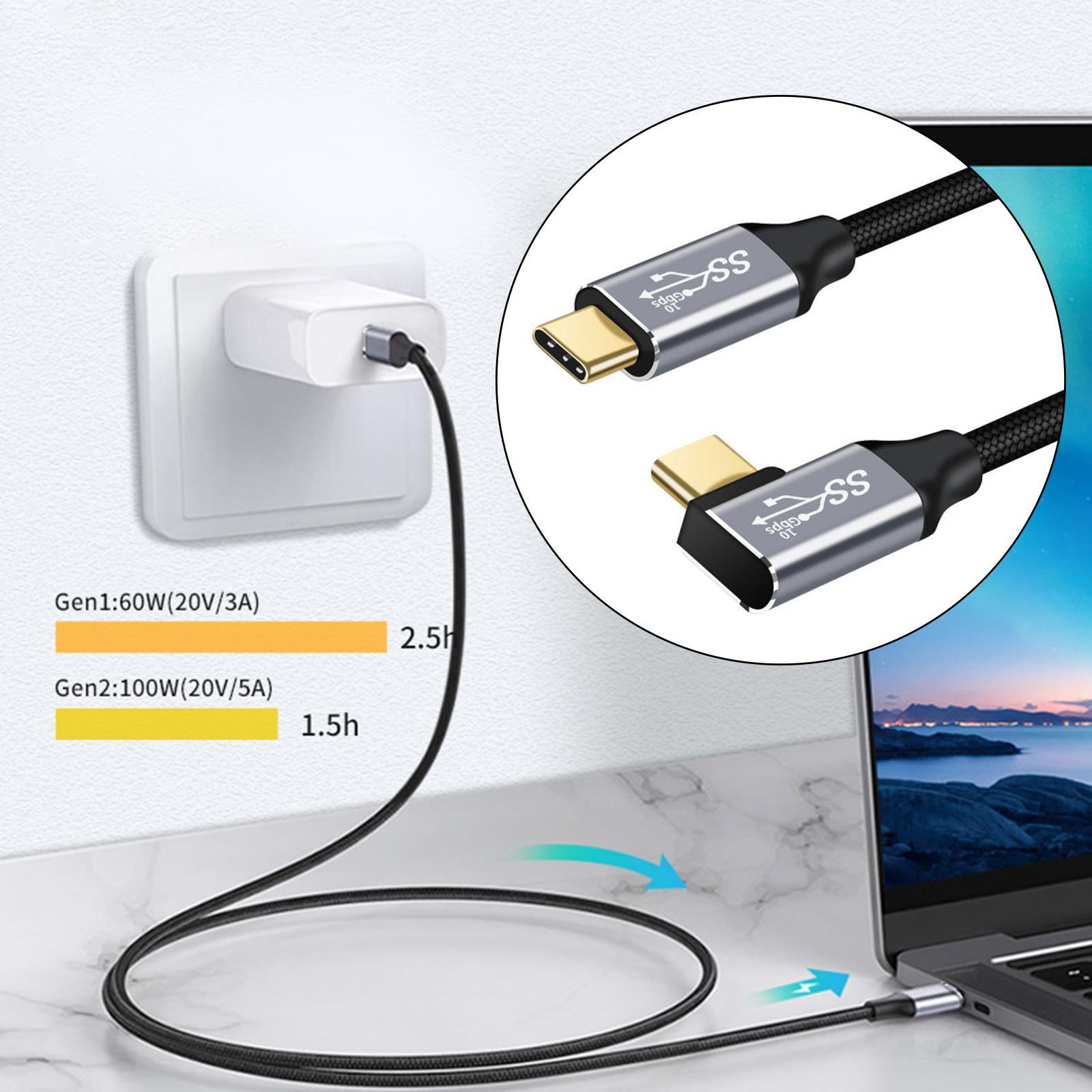 USB C Extension Cable 90 Degree Angled 100W USB 3.1 for Laptops Computer