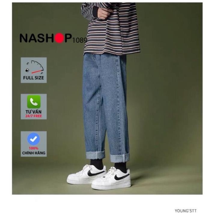 Quần jean bò baggy nam Nashop QT30 1089 quần bò ống đứng hot năm 2021