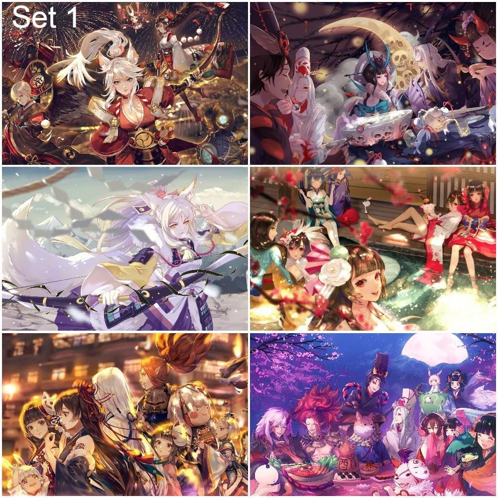 Bộ 6 Áp phích - Poster Game Onmyoji - Âm Dương Sư (bóc dán) - A3,A4,A5