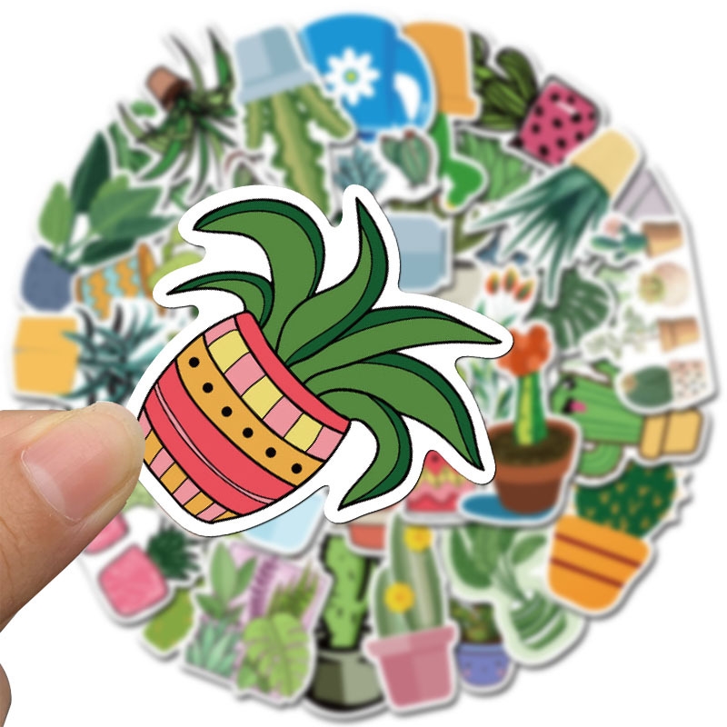 Sticker 50 miếng hình dán Green plant