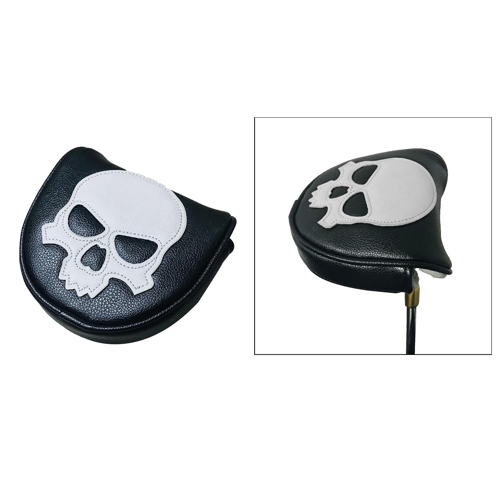 Golf Putter Head Covers Blade PU Leather Skull Pattern Design, Pack Club Headcover Fits All Brands Men Women