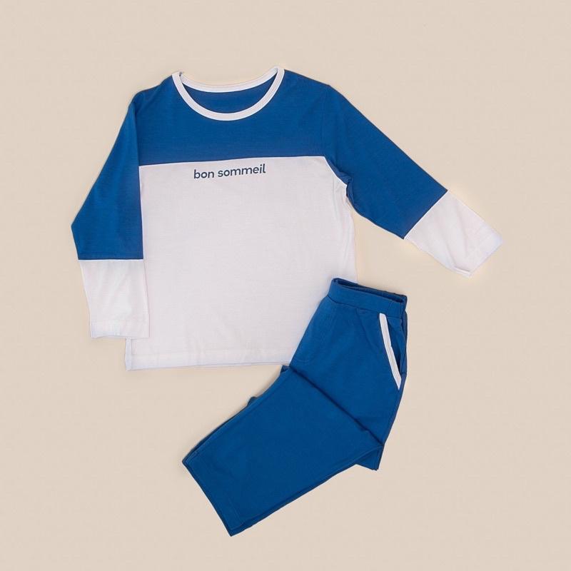 Bộ quần áo dài tay pyjama xanh ghi 2-5 tuổi