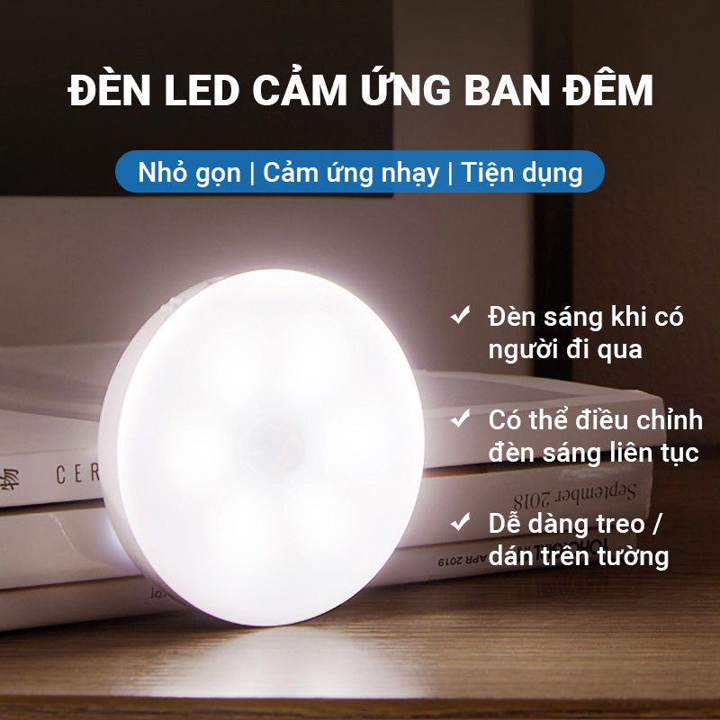 Đèn Cảm Ứng Chuyển Động, Đèn Led Tông Minh Dán Tường Không Dây, Góc Cảm Ứng Rộng, Thích Hợp Cho Mọi Không Gian