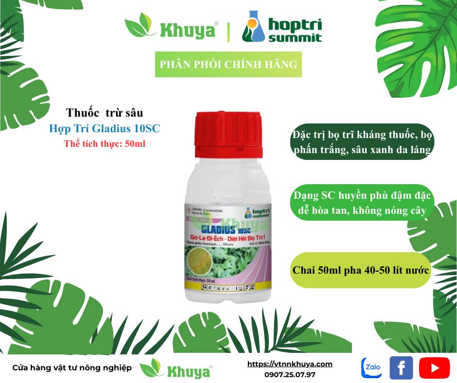 Thuốc Trừ Sâu GLADIUS 10SC chai 50ml chuyên trừ Bọ Trĩ Kháng Thuốc