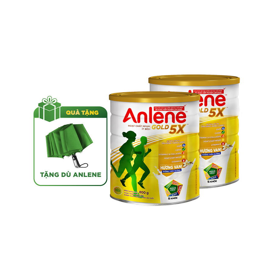 Combo 2 Sữa Bột Anlene Gold 5X Hương Vanilla tặng dù Anlene
