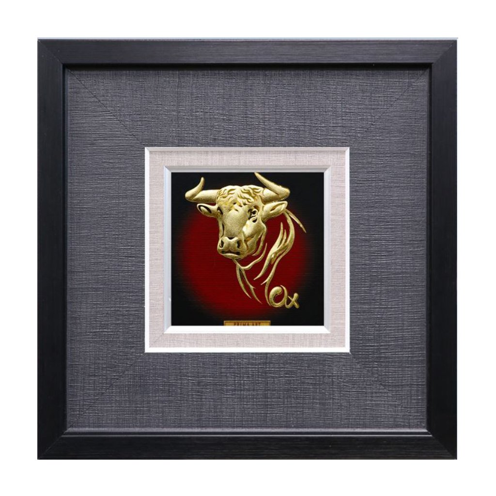 Tranh Vàng 24K PRIMA ART - Tranh Linh Vật Sửu - Kích thước 24 x 24 cm - CGS-0821-07