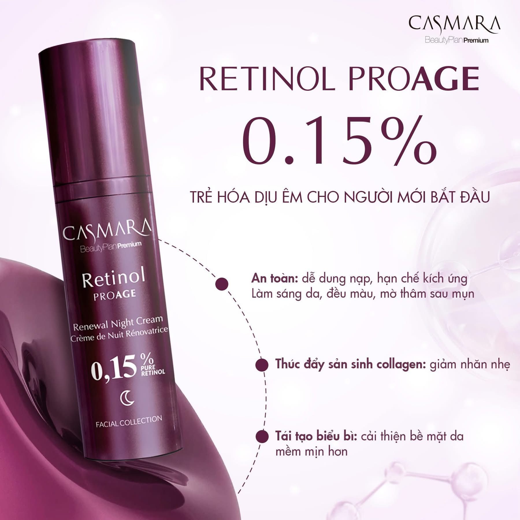 Kem trẻ hóa RETINOL CASMARA tinh khiết 0.15% và 0.3% - RETINOL PROAGE RENEWAL NIGHT CREAM 0.15%/ 0.3% 30ML