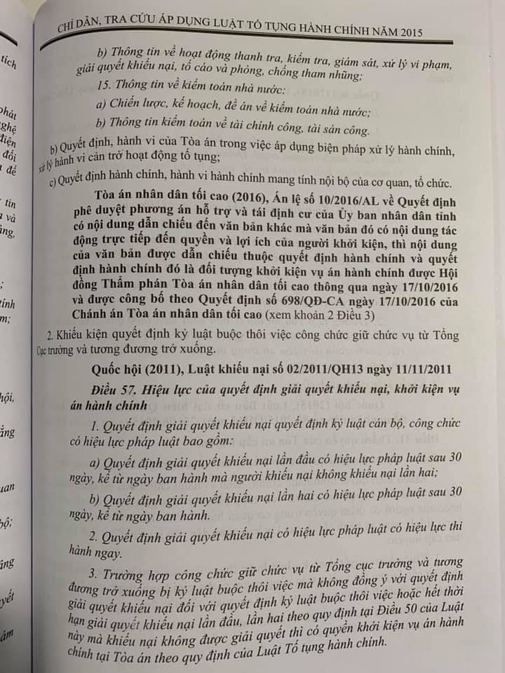 Chỉ dẫn tra cứu áp dụng Luật tố tụng hành chính năm 2015