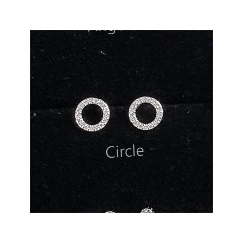 Khuyên tai circle Khuyên tai vòng tròn đính đá bé bạc 925
