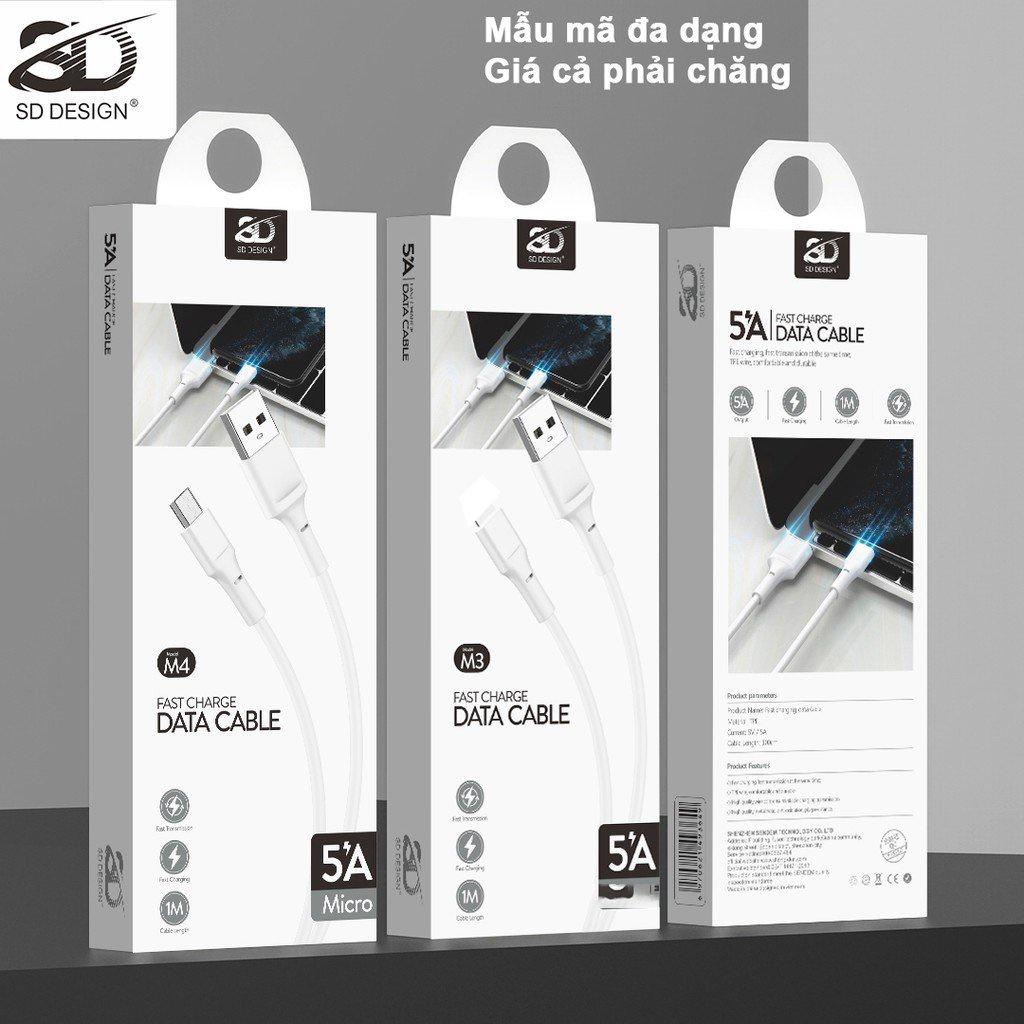 Cáp sạc M3 SD DESIGN sạc ổn định cho điện thoại 6 đến 13 pro max, dây dài 1M, bảo hành 1 đổi 1