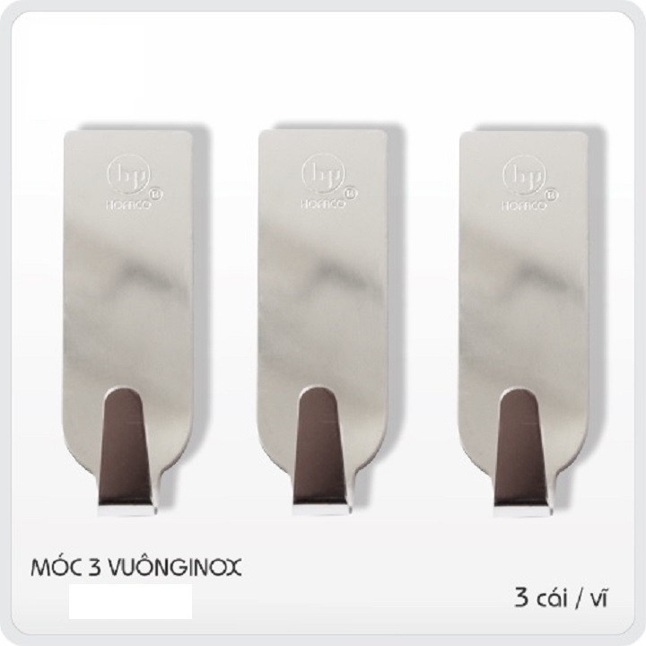 Bộ 3 móc dán tường vuông inox xịn siêu chắc