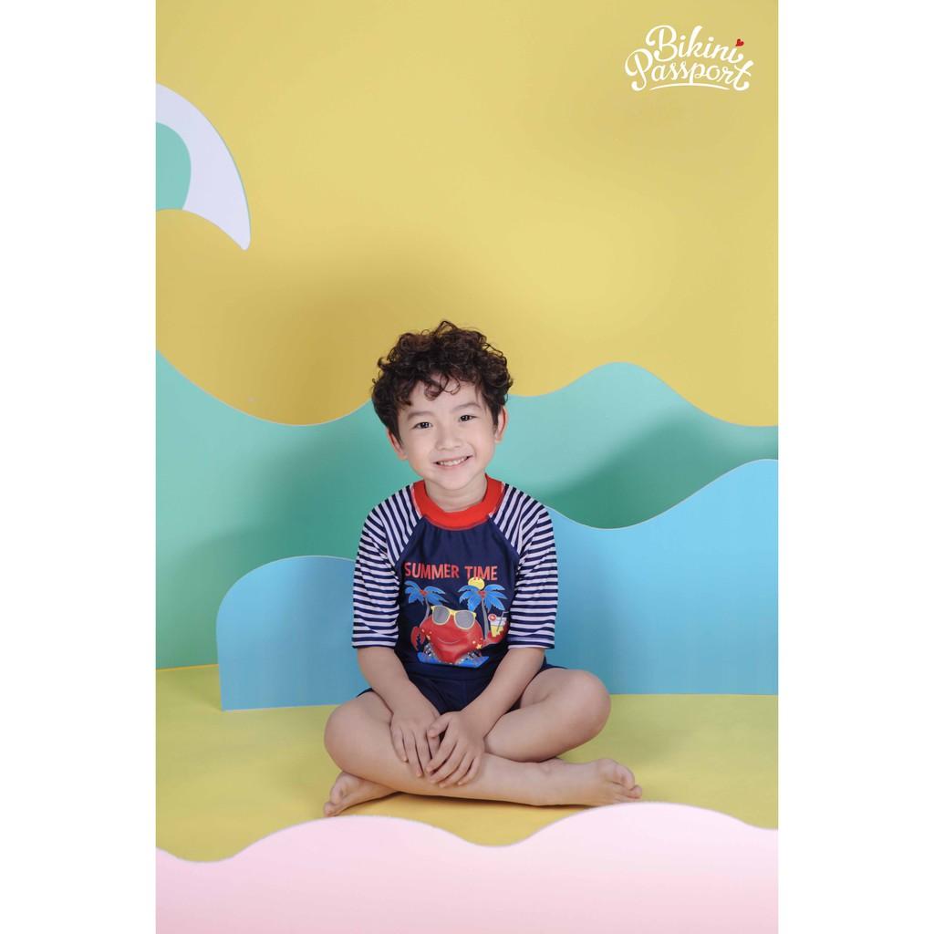 Đồ bơi áo tắm em bé BIKINI PASSPORT KID-Hai mảnh quần lửng in họa tiết - Navy-KD020_NV