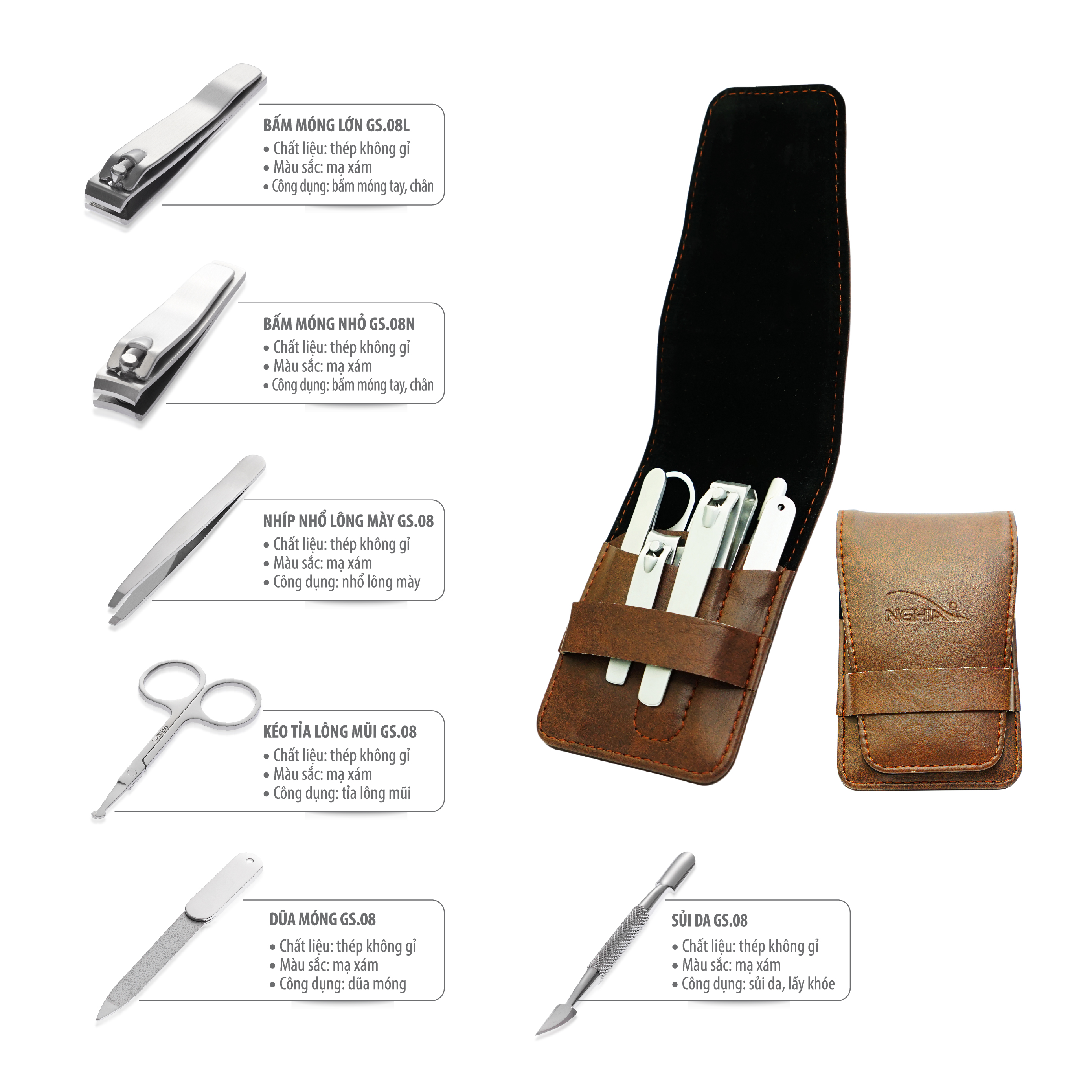 Bộ Quà Tặng Thép Không Gỉ Cao Cấp KỀM NGHĨA GS.08 PT