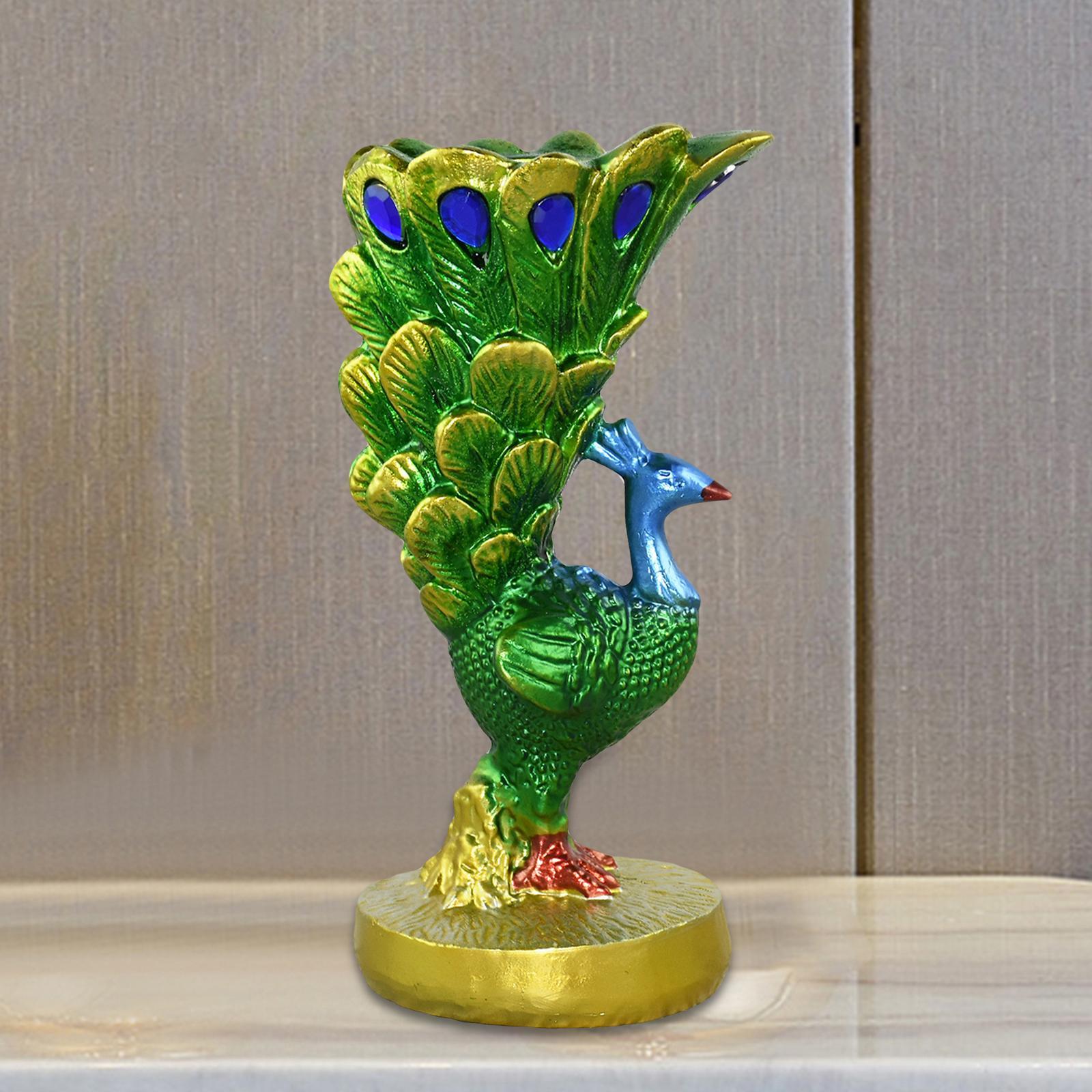 Lifelike Peacock Candle Holder Tealight Holder Miniature Statue for Ornament