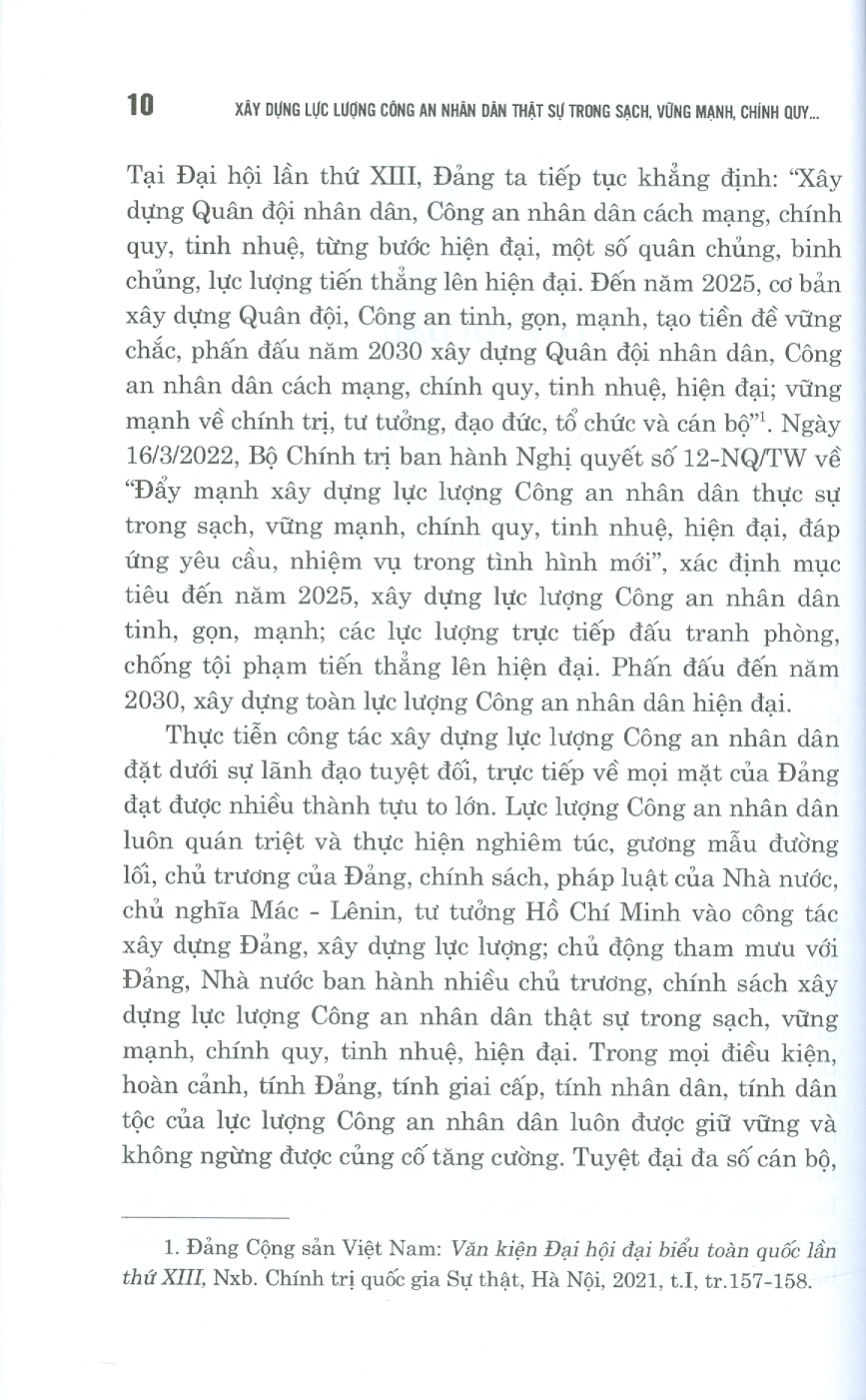 XÂY DỰNG LỰC LƯỢNG CÔNG AN NHÂN DÂN THẬT SỰ TRONG SẠCH, VỮNG MẠNH, CHÍNH QUY, TINH NHUỆ, HIỆN ĐẠI, ĐÁP ỨNG YÊU CẦU, NHIỆM VỤ TRONG TÌNH HÌNH MỚI THEO TƯ TƯỞNG HỒ CHÍ MINH (Sách chuyên khảo)