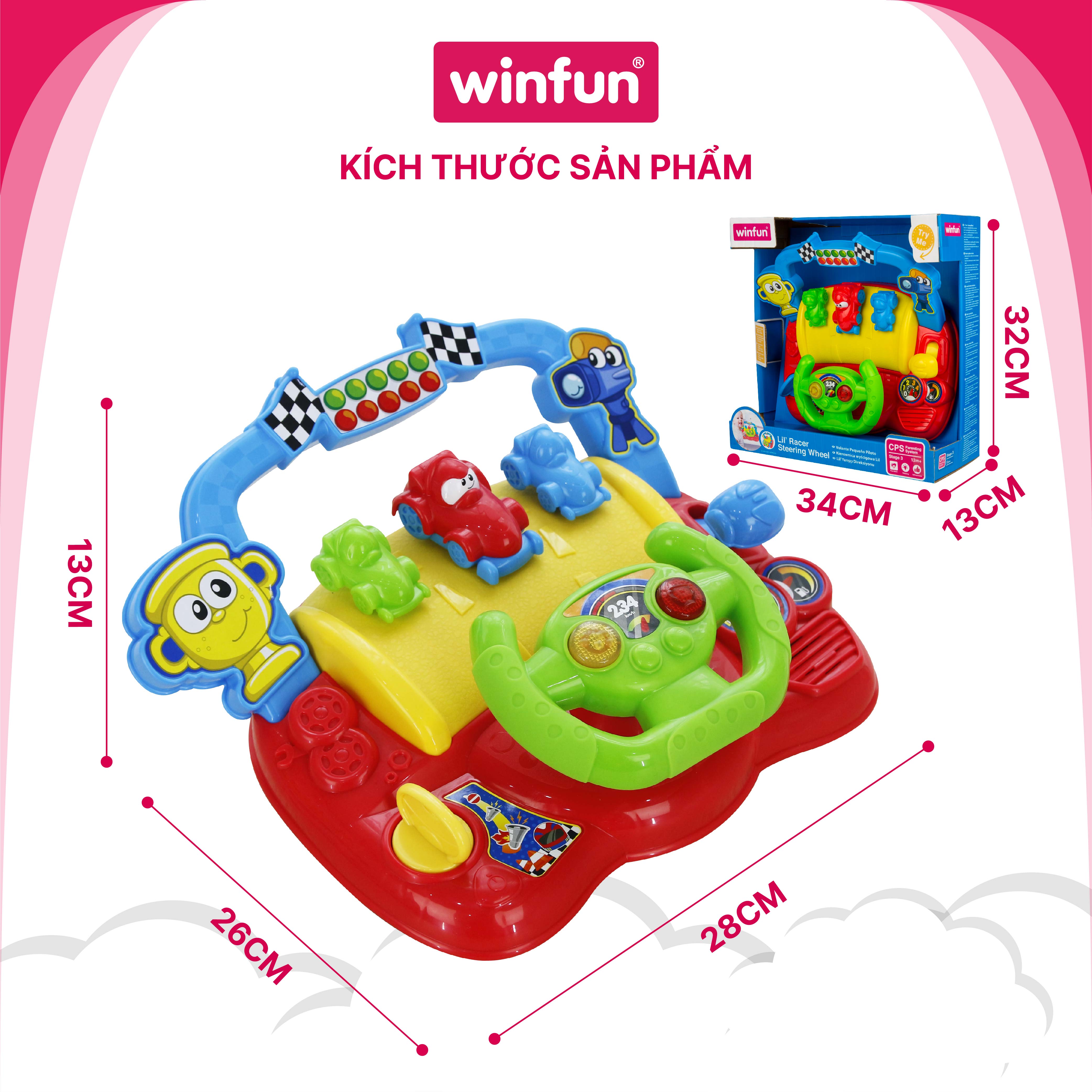 Đồ chơi vô lăng đua xe mô phỏng đường đua có âm thanh vui nhộn cho trẻ từ 12 tháng Winfun 0621-NL