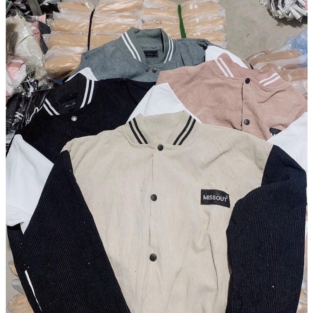 Áo Khoác Bomber Missout Form Rộng Unisex Chất Nhung Tăm 1 lớp thoáng mát