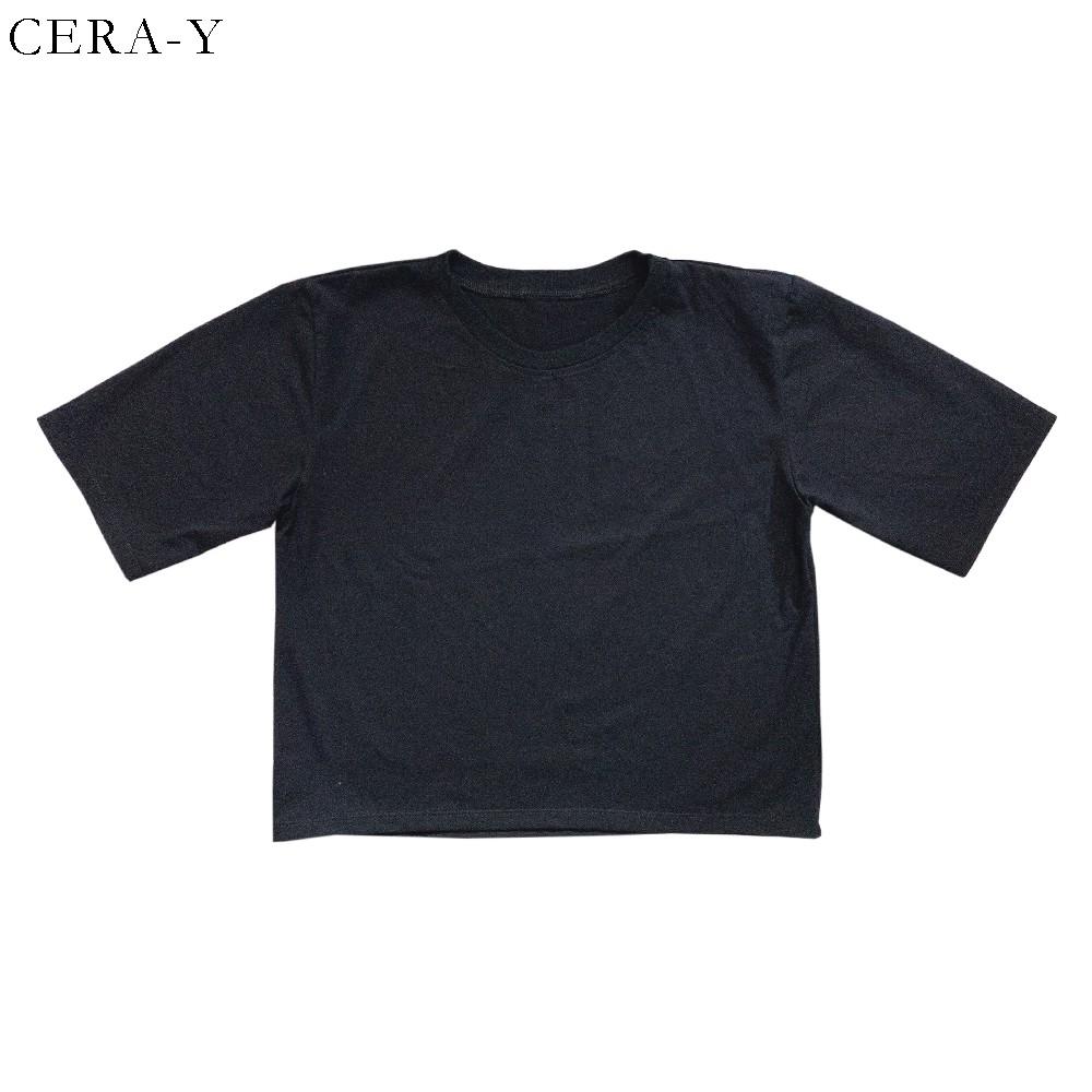 Áo thun thể thao form rộng croptop CERA-Y màu trắng CRA001
