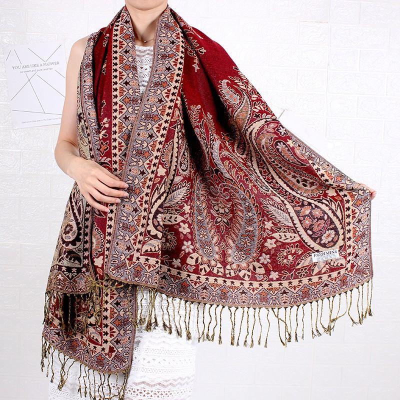 KHĂN CHOÀNG CỔ PASHMINA THỔ CẦM HOA HỒNG 06