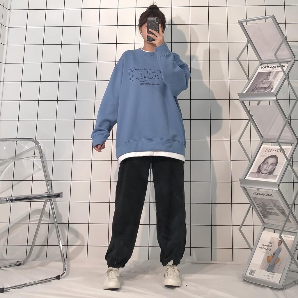 Áo Sweater Nữ Form Rộng Phối Layer Susu Vải Nỉ Bông Dày Dặn phong cách
