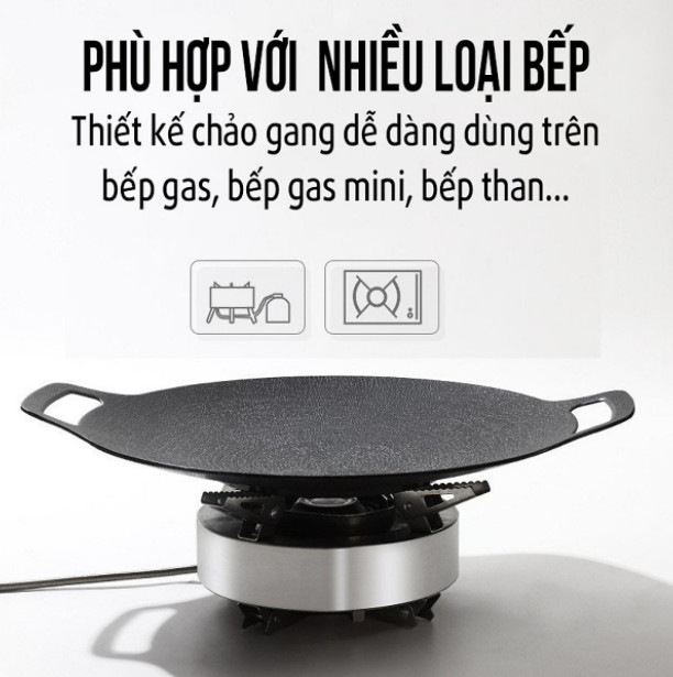 Chảo Nướng Hàn Quốc - Nướng Thịt, BBQ - Chảo Đa Năng, Chống Dính Và Chống Gỉ Chắc Chắn - Thích Hợp Với Mọi Loại Bếp