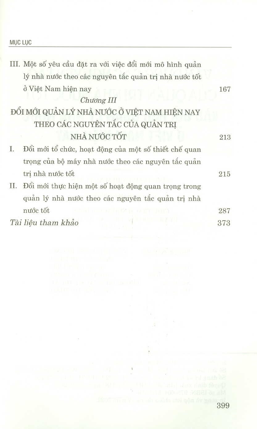 Vận Dụng Các Nguyên Tắc Của Quản Trị Nhà Nước Tốt Vào Đổi Mới Quản Lý Nhà Nước Ở Việt Nam Hiện Nay (Sách Chuyên Khảo)