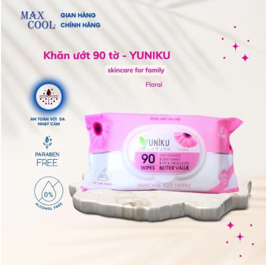 Combo 4 Gói Khăn Ướt Yuniku 90 Tờ Hương Phấn 90 Tờ X 4