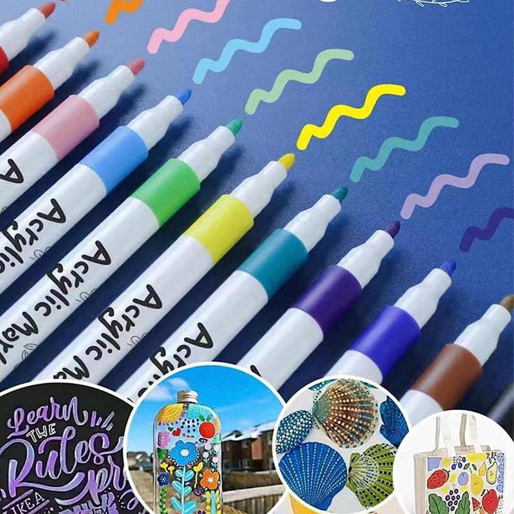 Bút màu Acrylic, bộ màu marker 24-36-48-60 màu, Bút vẽ được chồng màu và vẽ trên nhiều chất liệu