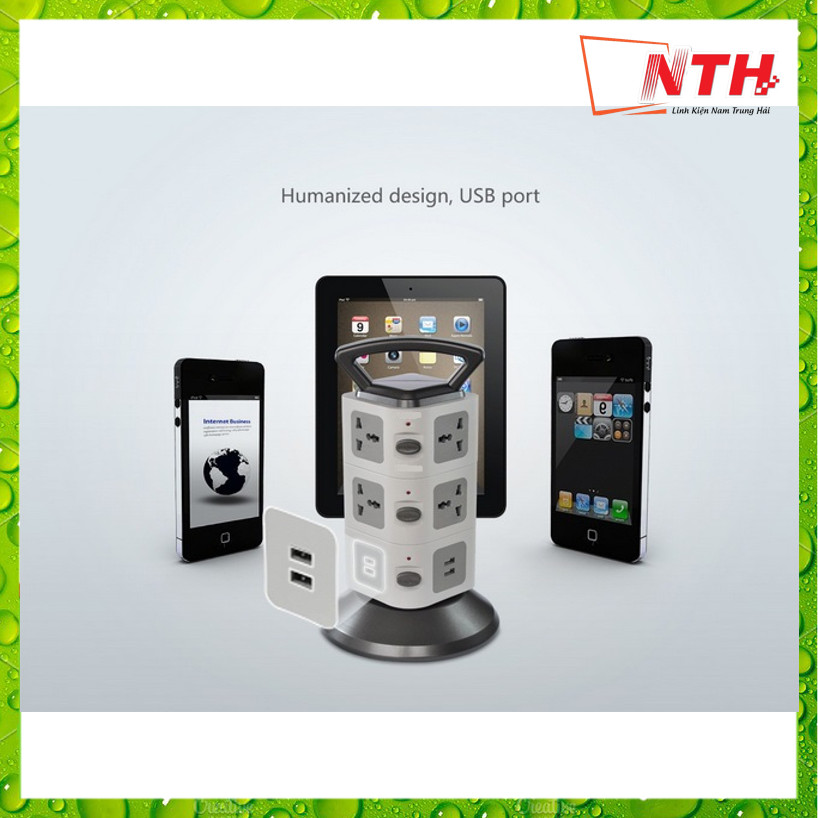 Cổng Ổ Điện 3 Tầng Có 2 Cổng USB 11 Ổ Điện 3 Công Tắc -NTH