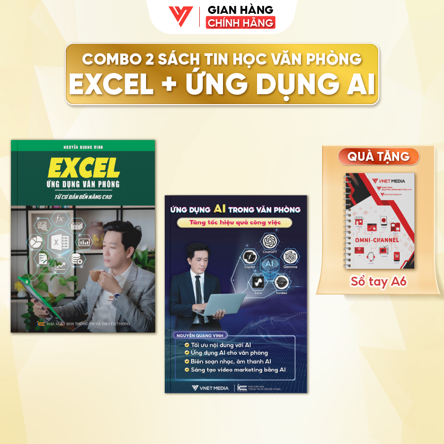 Combo 2 Sách Ứng Dụng AI Và Sách Excel - Ứng Dụng Văn Phòng Từ Cơ Bản Đến Nâng Cao
